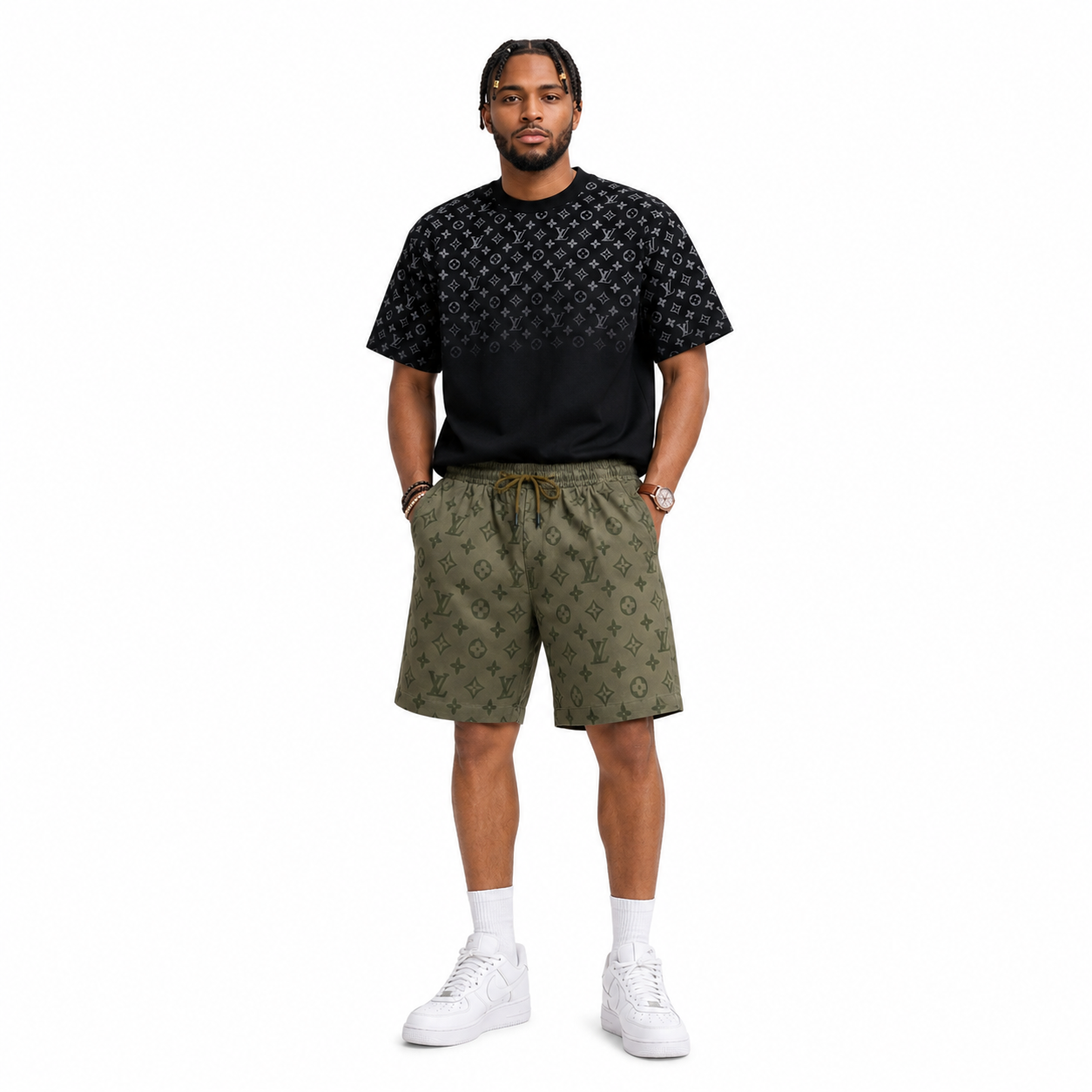 Louis Vuitton Gradient T-Shirt-6028#+Louis Vuitton Monogram Swim Shorts