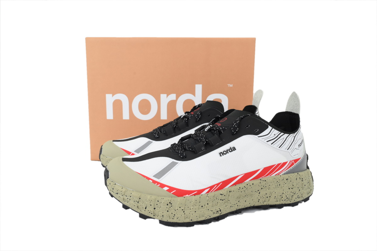 Norda 001 Trail Running Shoe White and Red