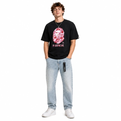BAPE T-Shirt -#075+Purple Brand Jeans -830# 01