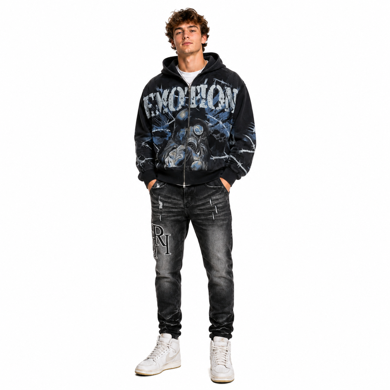 Mixed Emotion Disinfectant Mask Hoodie+Amiri Jeans PK 8908