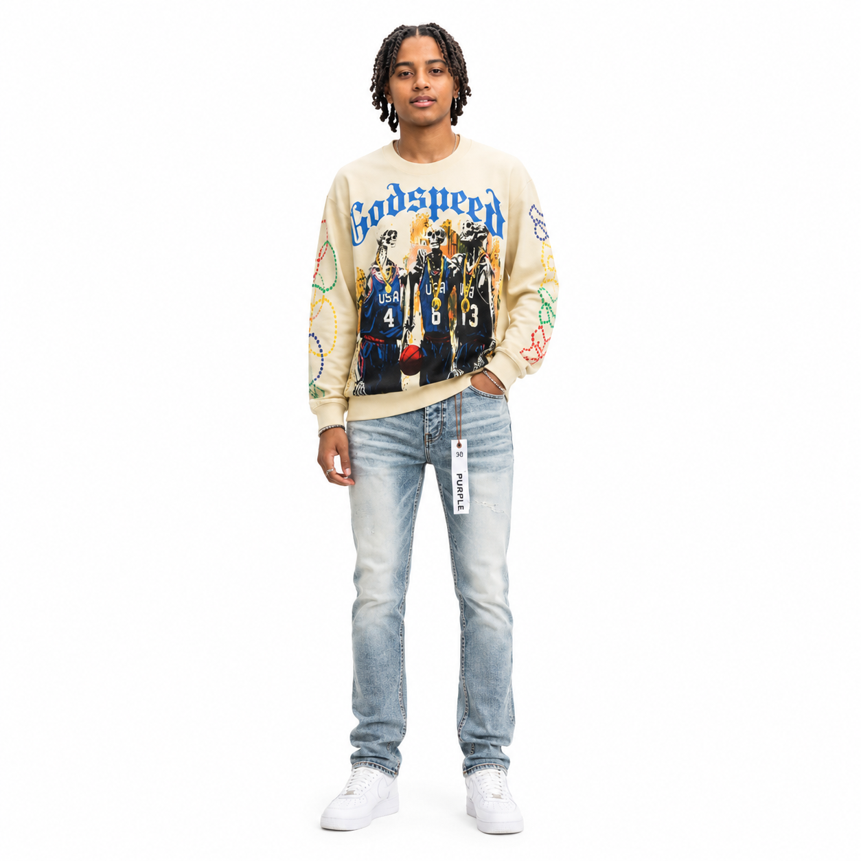 Godspeed Dream Team Long Sleeve T-shirt #3106 Apricot+Purple Brand Fashion Men Jeans YZ072421
