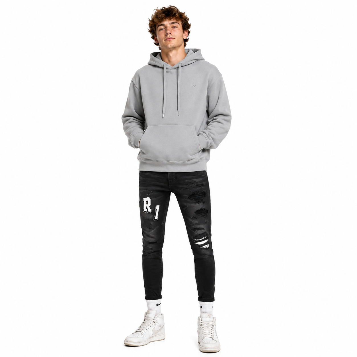 Alo Yoga Accolade Hoodie Grey + Amiri Jeans PK 8815