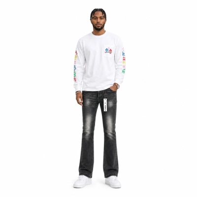 Chrome Hearts Multicolor Long-Sleeve 'White'+Purple Brand Jeans -167# 01
