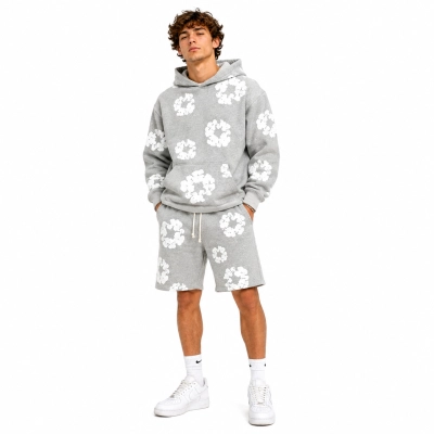 Denim Tears The Cotton Wreath Sweatshirt Grey+Denim Tears The Cotton Wreath Shorts Grey 01