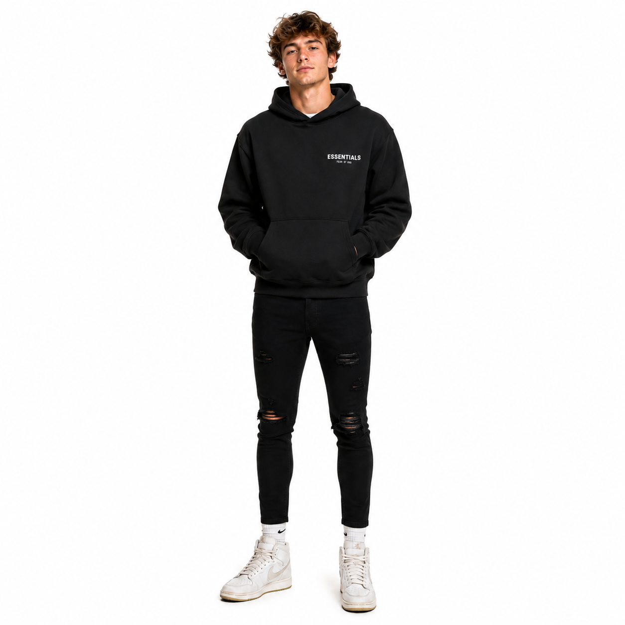 Fear of God Essentials Kids Hoodie (SS22) Stretch Limo+Amiri Black MX1 Jeans