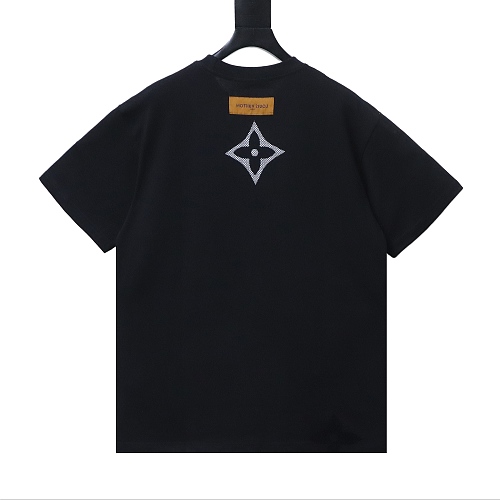 Louis Vuitton Monogram Embroidered Cotton T-Shirt Black