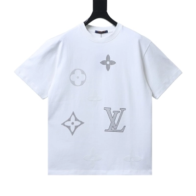 Louis Vuitton Monogram Embroidered Cotton T-Shirt White 01