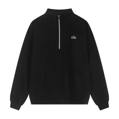 Alo Yoga Accolade 1/4 Zip Pullover Black+Denim Tears The Cotton Wreath Sweatpants Black 02