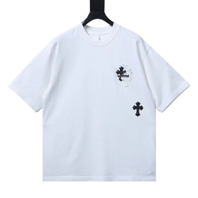 Chrome Hearts Vertical Multi Cross Patch T-Shirt+Burberry Check Drawcord Swim Shorts Archive Beige 02