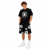 BAPE x Chrome Hearts Baby Milo T-shirt Black + Denim Tears The Cotton Wreath Shorts Black