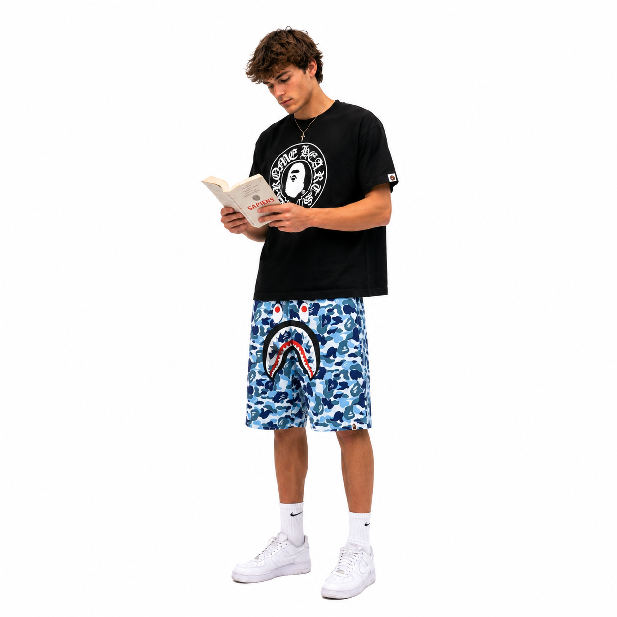 BAPE x Chrome Hearts Baby Milo T-shirt Black+BAPE Shorts-8669#