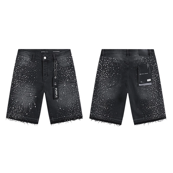 ABC CAMO BY BATHING TEE LADIES Black x Pink+Purple Brand Denim Shorts PK532