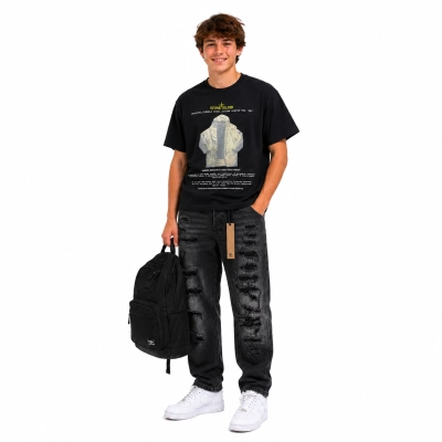 Stone Island Archivio Formula Steel Print T-Shirt Black+Ksubi Jean #9015 01
