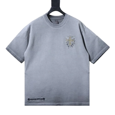 Chrome Hearts Cemetery Cross Short Sleeve T-Shirt+Purple Brand Denim Shorts PK532 02
