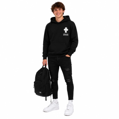 Chrome Hearts Fuzzy Cross Pullover Hoodie-76#+Amiri Black MX1 Jeans 01