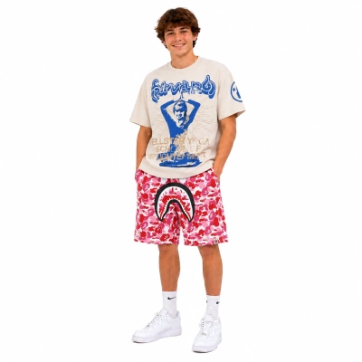 Hellstar Studios Yoga Cream Tee+BAPE Shorts-8669# 01