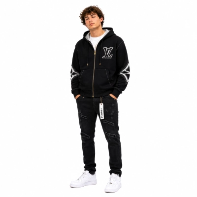 Louis Vuitton Hoodie Jacket+Purple Brand Jeans -161# 01