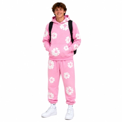 Denim Tears The Cotton Wreath Sweatshirt Pink+Denim Tears The Cotton Wreath Sweatpants Pink 01