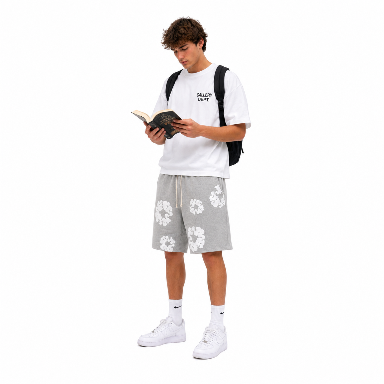 GALLERY DEPT. SOUVENIR T-SHIRT WHITE+Denim Tears The Cotton Wreath Shorts Grey