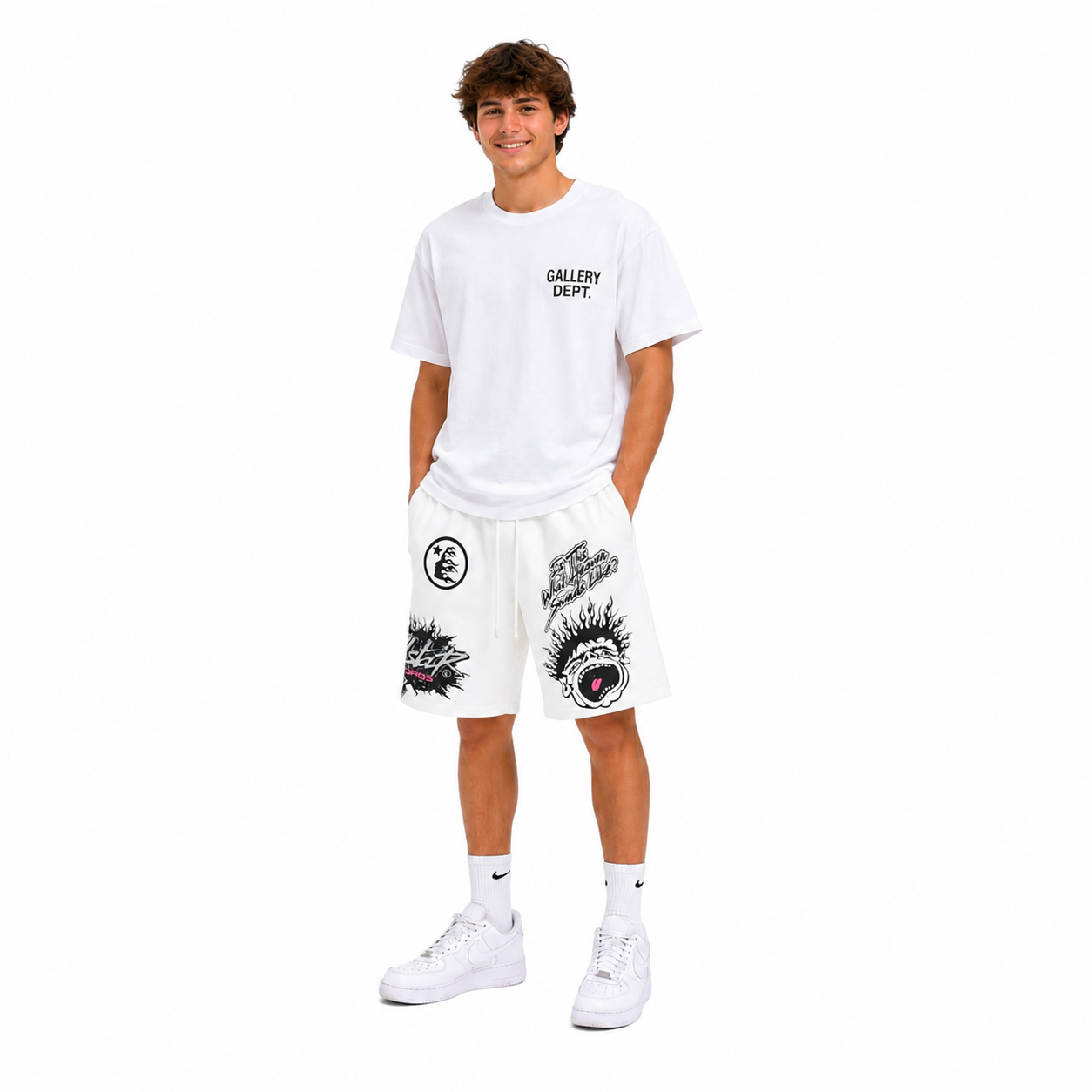 GALLERY DEPT. SOUVENIR T-SHIRT WHITE+Hellstar Shorts-778