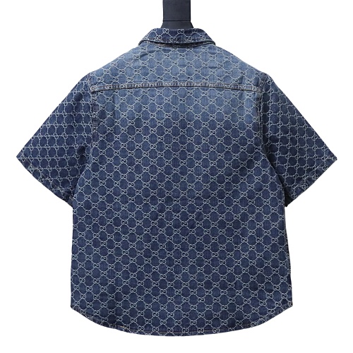 Gucci All-over monogram print denim short-sleeved shirt