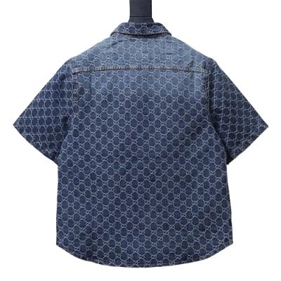 Gucci All-over monogram print denim short-sleeved shirt 02
