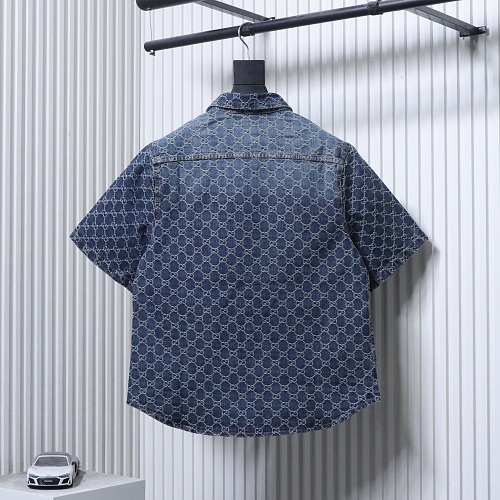 Gucci All-over monogram print denim short-sleeved shirt