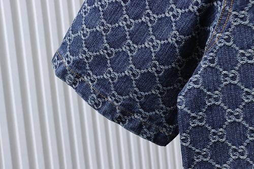 Gucci All-over monogram print denim short-sleeved shirt