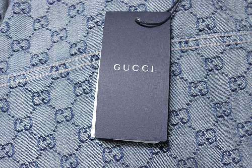 Gucci All-over monogram print denim short-sleeved shirt