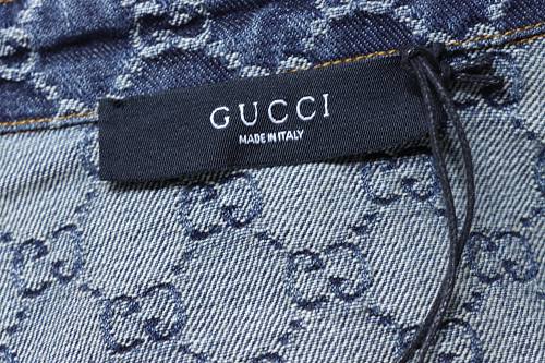 Gucci All-over monogram print denim short-sleeved shirt