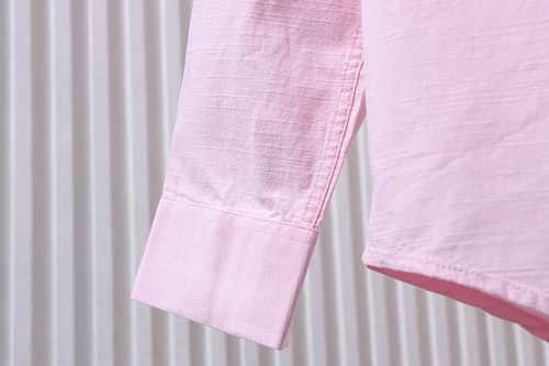 Ralph Lauren Pink linen long-sleeved shirt with small horse embroidery logo