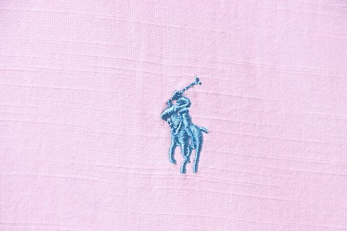 Ralph Lauren Pink linen long-sleeved shirt with small horse embroidery logo