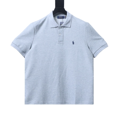 Ralph Lauren Pony Logo Embroidered Short-Sleeve Gray 01