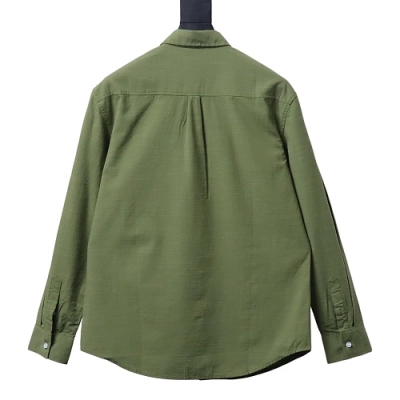 Ralph Lauren Small logo horse embroidered linen long-sleeved shirt, olive green 02