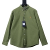Ralph Lauren Small logo horse embroidered linen long-sleeved shirt, olive green