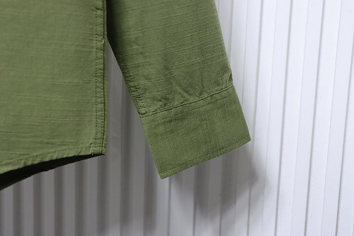 Ralph Lauren Small logo horse embroidered linen long-sleeved shirt, olive green
