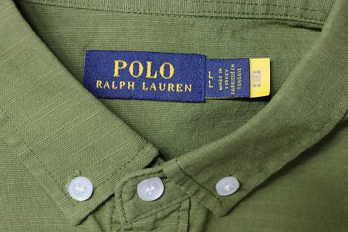 Ralph Lauren Small logo horse embroidered linen long-sleeved shirt, olive green