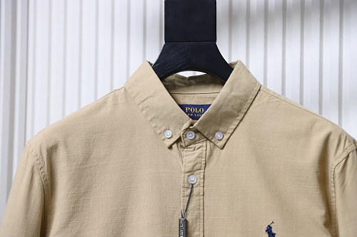 Ralph Lauren Small logo war horse embroidered linen long-sleeved shirt