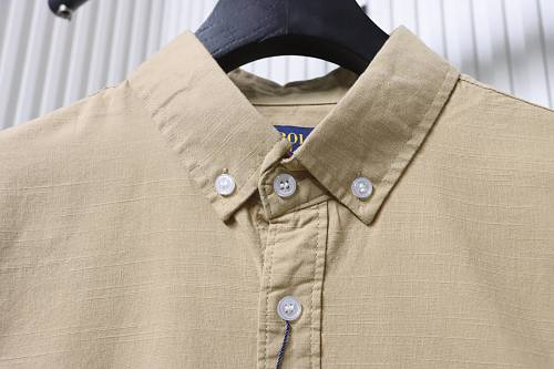Ralph Lauren Small logo war horse embroidered linen long-sleeved shirt