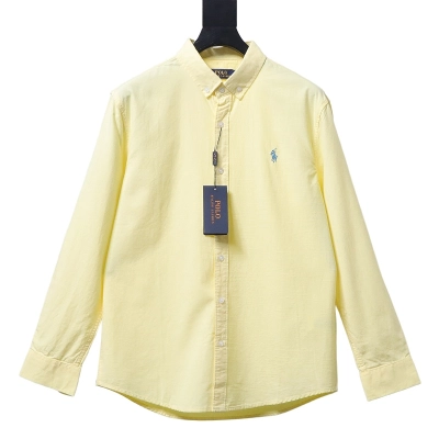 Ralph Lauren Yellow linen long-sleeved shirt with small warhorse embroidery logo 01