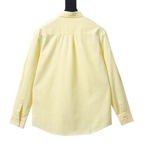 Ralph Lauren Yellow linen long-sleeved shirt with small warhorse embroidery logo