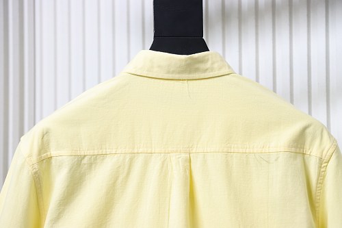 Ralph Lauren Yellow linen long-sleeved shirt with small warhorse embroidery logo