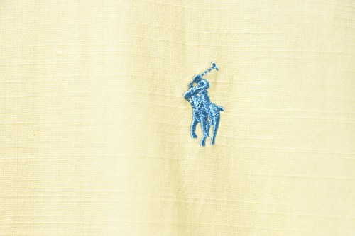 Ralph Lauren Yellow linen long-sleeved shirt with small warhorse embroidery logo