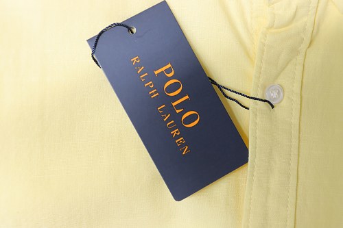Ralph Lauren Yellow linen long-sleeved shirt with small warhorse embroidery logo