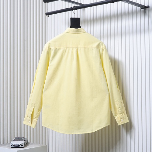 Ralph Lauren Yellow linen long-sleeved shirt with small warhorse embroidery logo