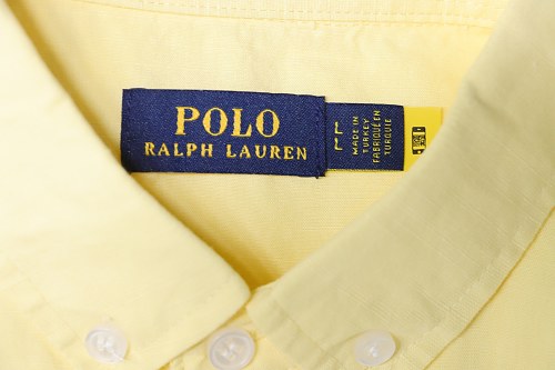 Ralph Lauren Yellow linen long-sleeved shirt with small warhorse embroidery logo