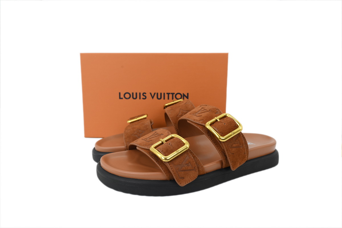 PK God Batch  LOUIS VUITTON Venice Mule Shoes Brown