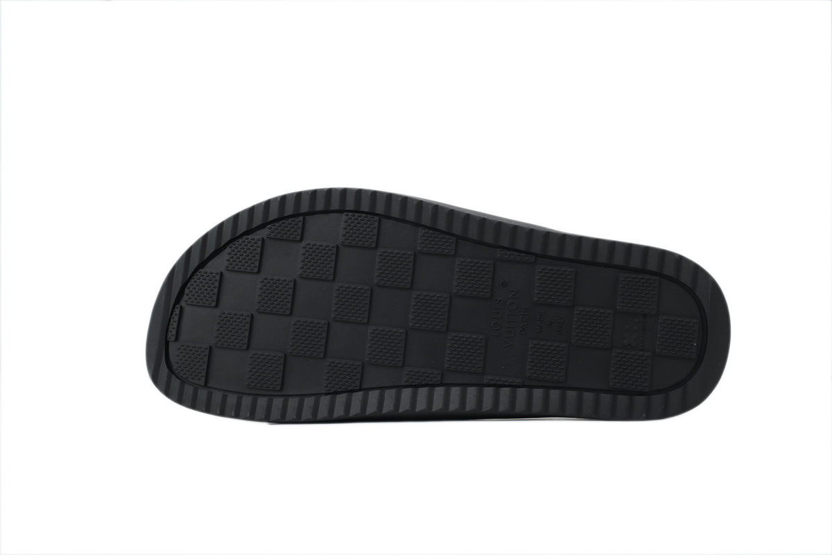 PK God Batch  LOUIS VUITTON Slippers Black Denim Fabric