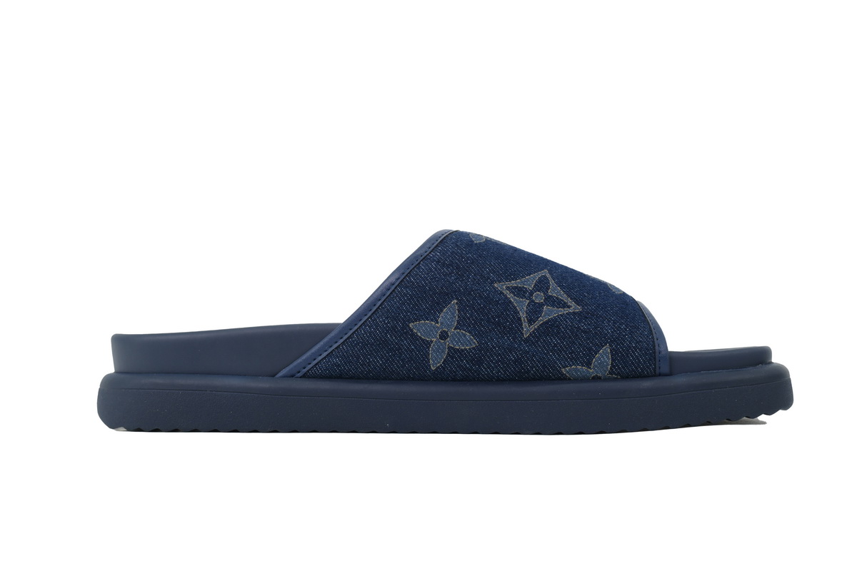PK God Batch  LOUIS VUITTON Slippers Blue Denim Fabric
