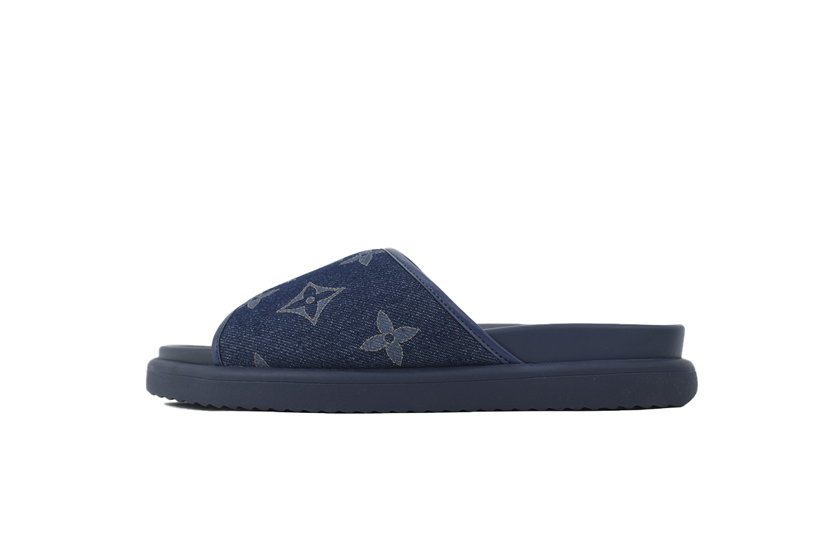 PK God Batch  LOUIS VUITTON Slippers Blue Denim Fabric